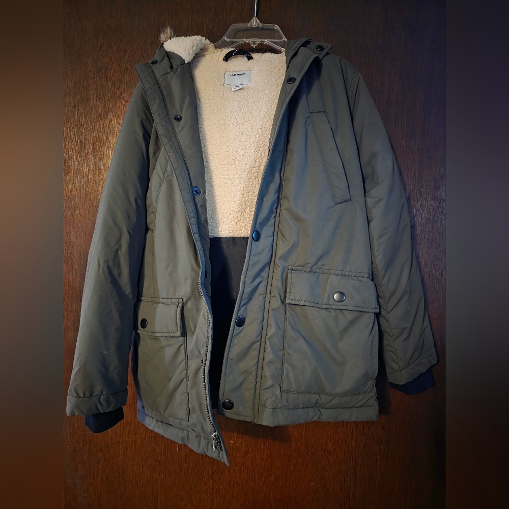 Old Navy Olive Green Field Jacket with Sherpa Lining